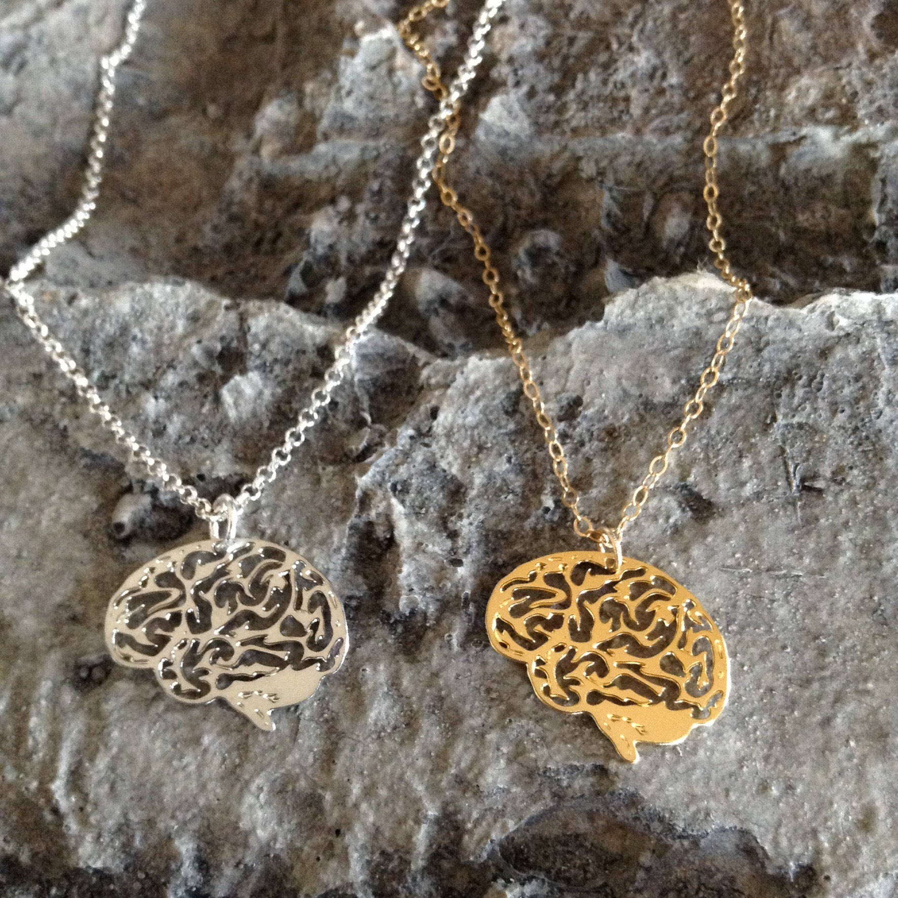 Gold Brain Necklace Handmade Brain Jewelry Anatomical Jewelry Etsy