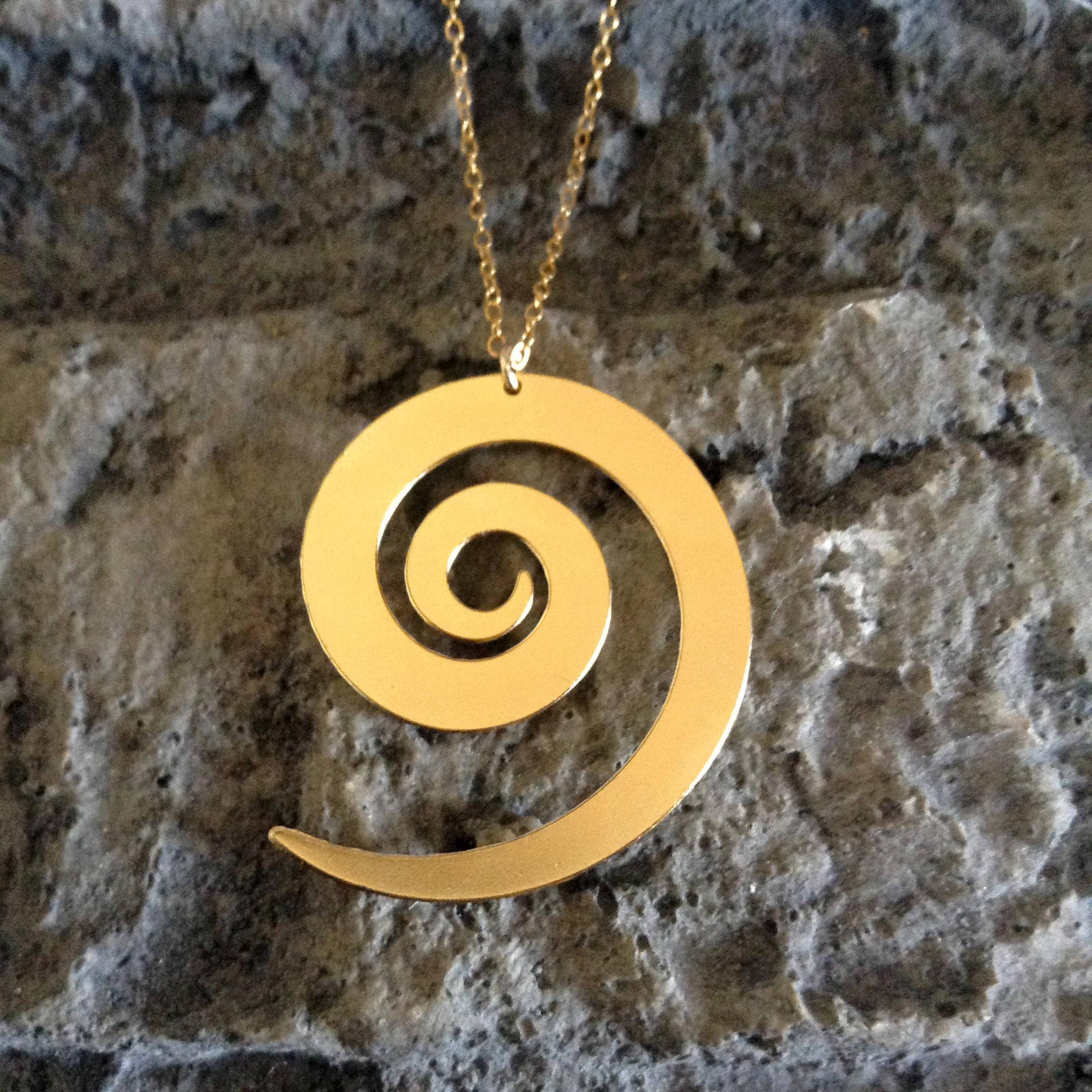 Golden Spiral Necklace Spiral Pendant Icon Gold Filled Jewelry Etsy