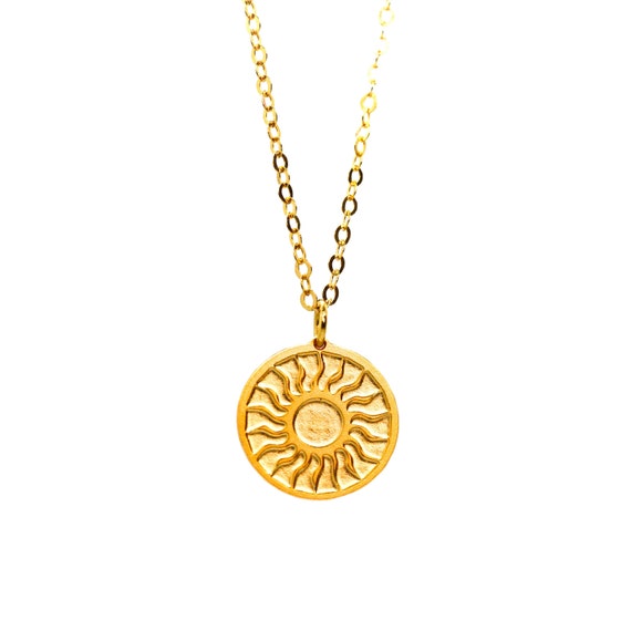 Gold Sun Necklace Sacred Geometry Icon 