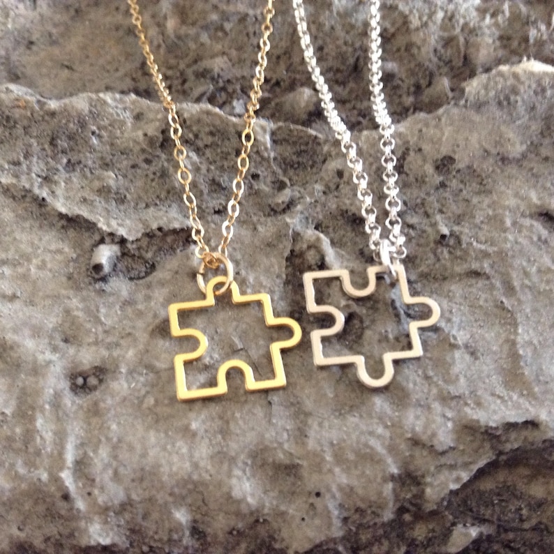 Puzzle Piece Necklace Gold Puzzle Necklace Dainty Charm Etsy Israel