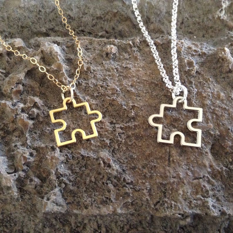 Puzzle Piece Necklace Gold Puzzle Necklace Dainty Charm Etsy Israel
