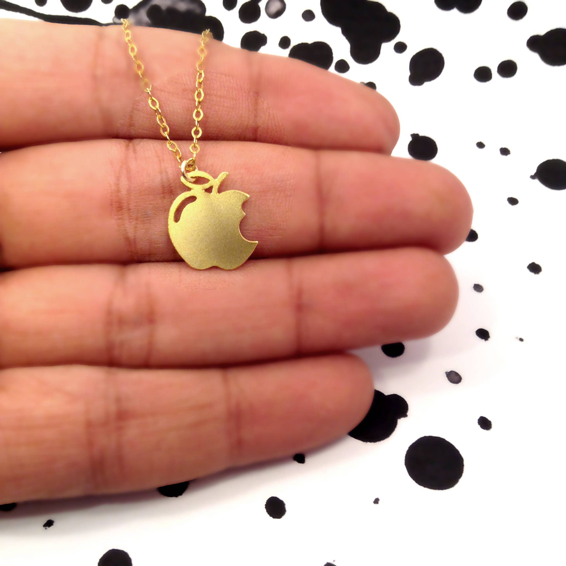 Apple Necklace Silver Gold Filled Necklace Apple Icon Jewelry Chic Art Logo Necklace Beep Studio