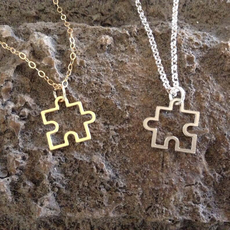 Puzzle Piece Necklace Gold Puzzle Necklace Dainty Charm Etsy Israel