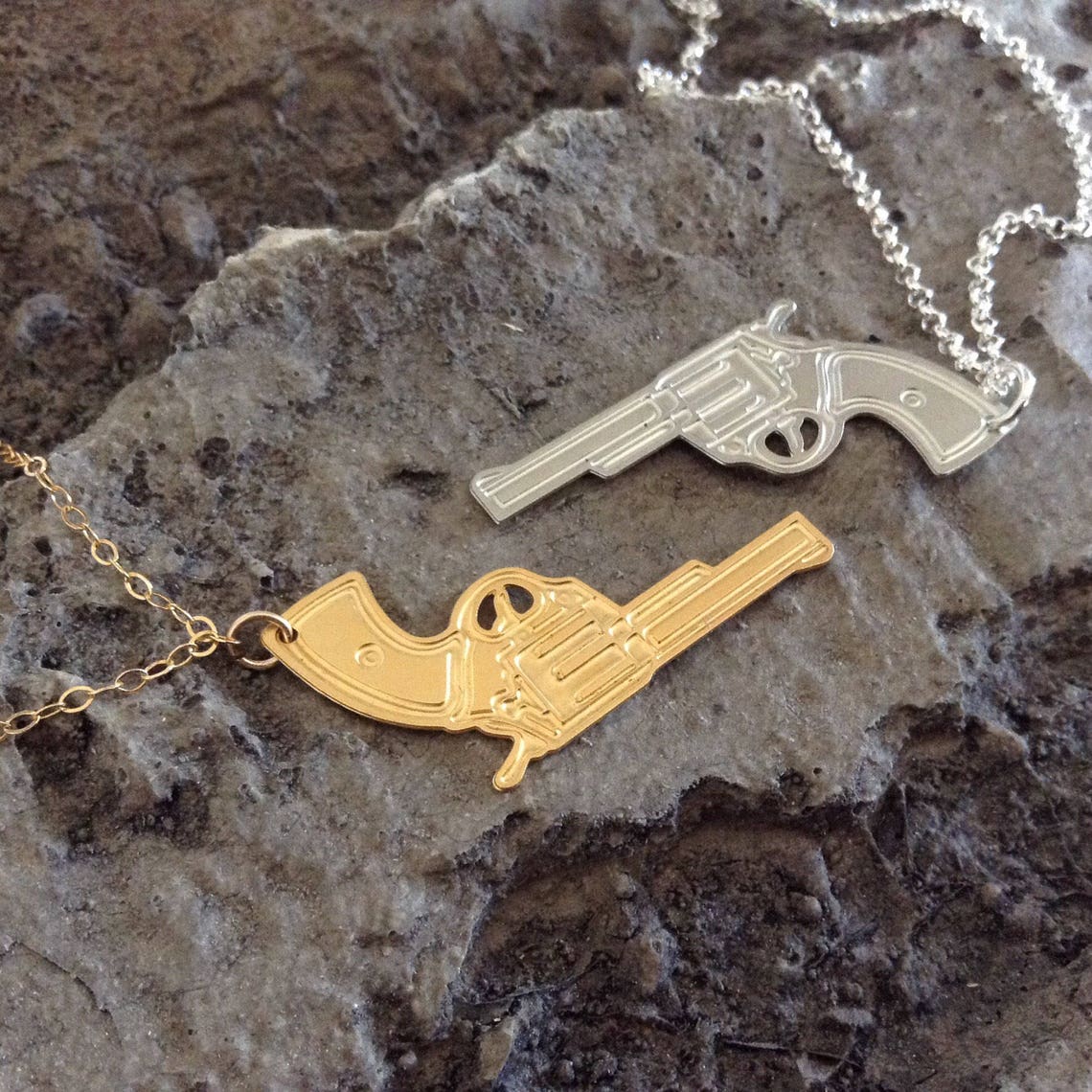 Gun Necklace Gold Filled Necklace Gun Icon Jewelry Design Etsy Israel
