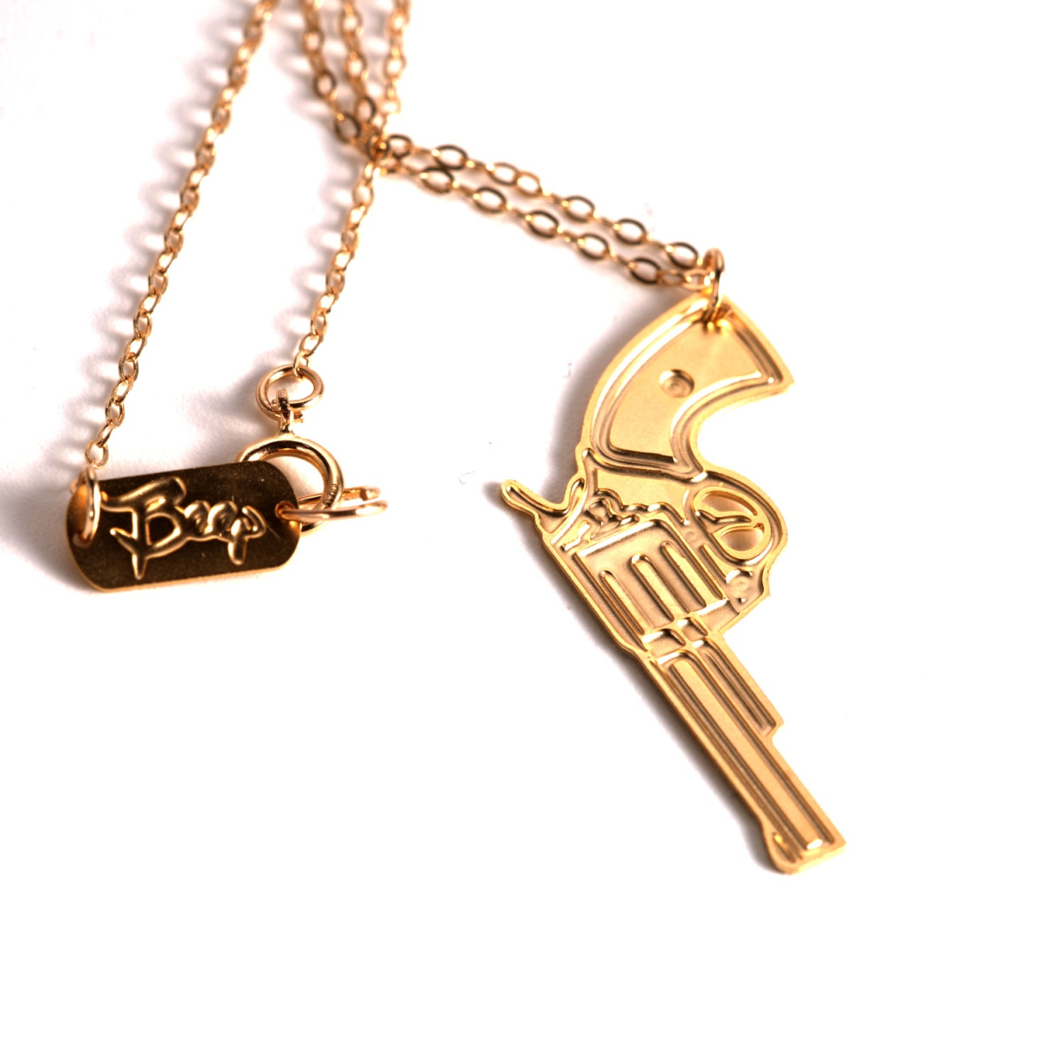 Gun Necklace Gold Filled Necklace Gun Icon Jewelry Design Pistol
