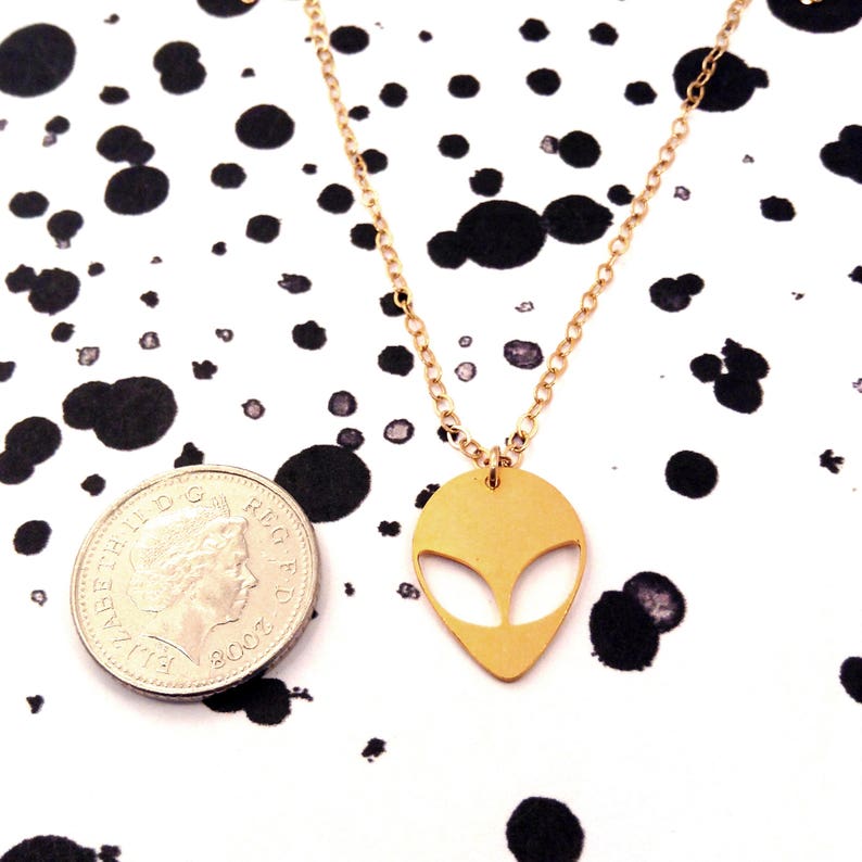 Alien Necklace Alien Jewelry Gold Outer Space Jewellery Etsy