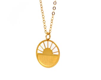 Sonnenuntergang Halskette: 14k Gold Filled Heilige Geometrie Anhänger