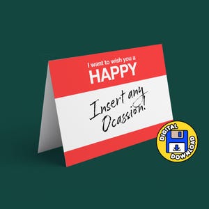 Hola, mi nombre es... Tarjeta de felicitación personalizable – Etiqueta con nombre imprimible y divertida – Ocasión para rellenar en blanco – Descarga instantánea