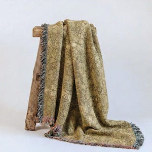 Woven Tapestry Blanket Neutral Sand Khaki Olive Old World Cotton Throw Sofa Couch Guest Room Decor Primary Suite Housewarming Gift