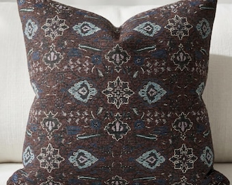 Ikat Medallion Throw Pillow Woven Geometric Cushion Boho Eclectic Decor Living Room Bedroom Sofa Accent Plum Indigo Turquoise New House Gift