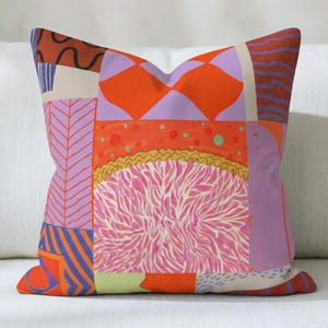 Geometric Patchwork Pillow Decorator Outdoor Summer Design Abstract Pattern Bright Modern Pool Patio Resort Style Decor Porch Cushion