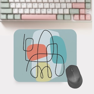 Deskmat Retro Mouse Pad Mid Century Modern Decor Computer Accessory Abstract MCM Minimalist Cubicle Desk Pad Contemporary Home Office Gift