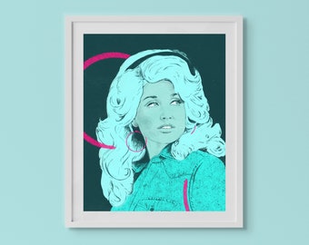 Dolly Parton portrait art print • 5x7 or 8x10 • country music decor • steel magnolias • wall art • Jolene