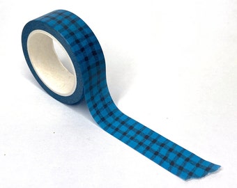 Blue Buffalo Plaid Washi Tape • 15mm • cute washi tape • Bullet Journal and Planner tools • teal washi tape