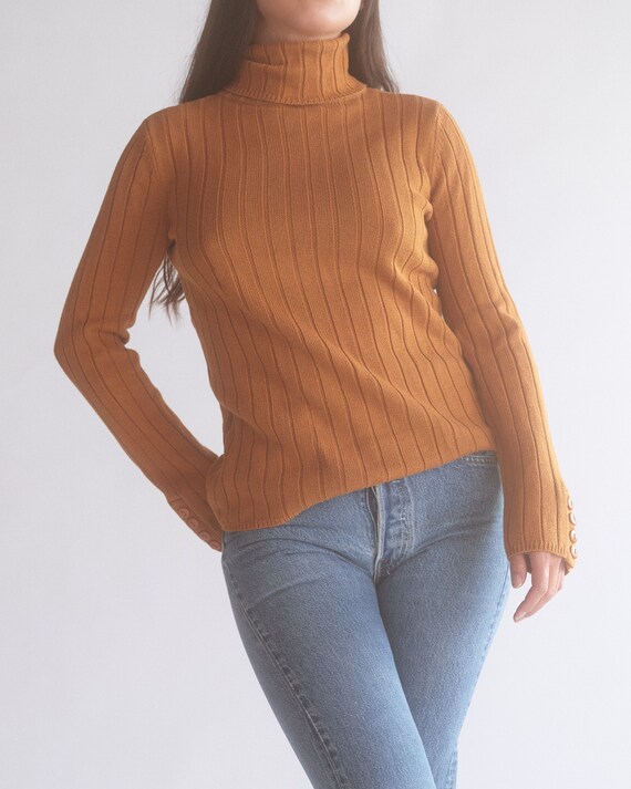 Cotton Rust Burnt Orange Tan Roll-neck 