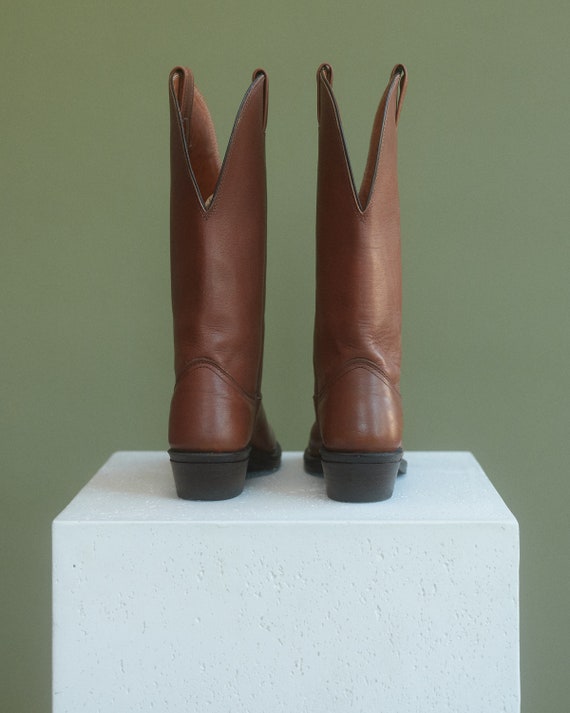 Cowboy Boots (High Knee Length Tan Blocks Boots)