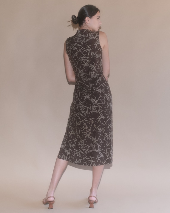 Vintage brown floral pure silk midi slip dress | … - image 8