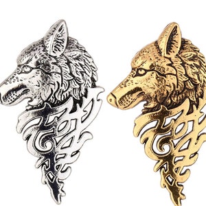 Paire de loups celtique Viking broche épinglette épinglette chemise costume homme Brosh bijoux Royaume-Uni ferme britannique fabriqué à la main Souk cadeau bijoux uniques amusant