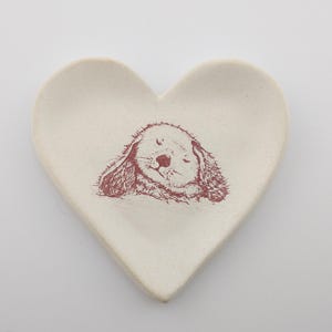 Tiny Ceramic Heart Dish with Otter Design, Ring Holder (US Tariff Free)