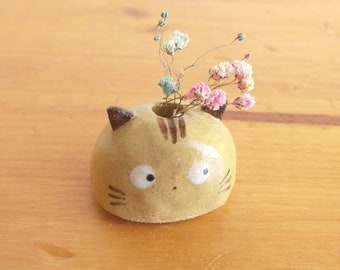 Super petit vase chat chaton en céramique décoration d'intérieur figurine objets de collection miniature totem charme ornement amant cadeau lady tabby