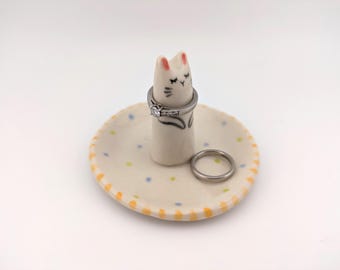 Ceramic Bunny Rabbit Ring Dish, Engagement Valentine Gift, Ring Holder