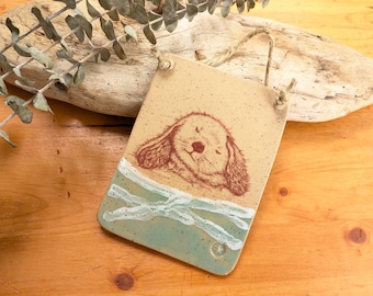 Ceramic Otter Wall Decor Tile, Hand-drawn Art, Housewarming Gift (US Tariff Free)