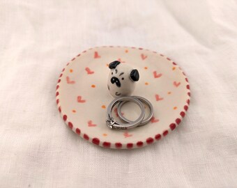 Ceramic Pug Dog Ring Dish, Engagement Valentine Gift, Ring Holder (US Tariff Free)