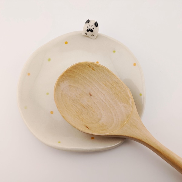 Ceramic Spoon Rest, Kitchen Gift, Pug