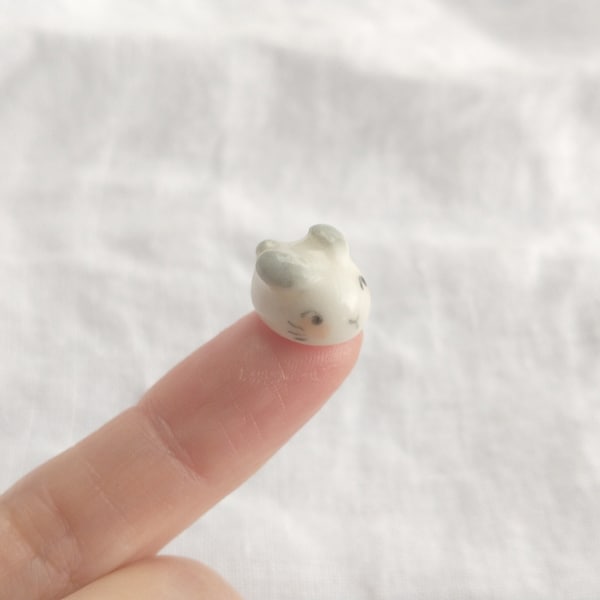 PORCELAIN bunny rabbit ceramic figurine miniature sculpture tiny mini little small micro animal pottery clay pocket totem charm terrarium