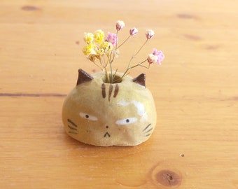 Super petit vase chat chaton en céramique décoration d'intérieur figurine objets de collection miniature totem charme ornement amant cadeau lady tabby