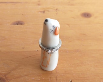 Dog Ring Holder, Ceramic Ring Cone, Engagement Gift (US Tariff Free)