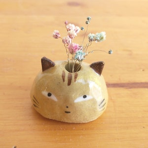 Super petit vase chat chaton en céramique décoration d'intérieur figurine objets de collection miniature totem charme ornement amant cadeau lady tabby image 1