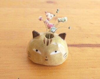 Super tiny vase cat kitten ceramic home decor figurine collectables miniature totem charm ornament lover gift lady tabby