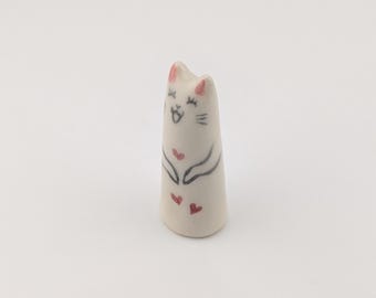 Bunny Rabbit Ring Holder, Ceramic Ring Cone, Engagement Gift