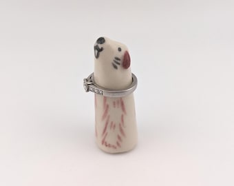 Dog Ring Holder, Ceramic Ring Cone, Engagement Gift (US Tariff Free)