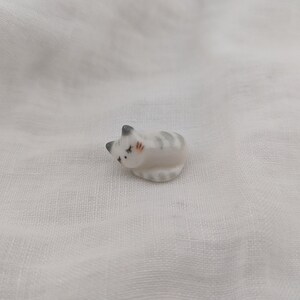PORCELAIN Cat kitty ceramic figurine miniature sculpture tiny mini micro pottery clay pocket terrarium charm decor collectible lover gift