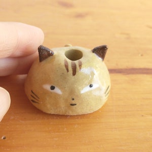 Super petit vase chat chaton en céramique décoration d'intérieur figurine objets de collection miniature totem charme ornement amant cadeau lady tabby image 2