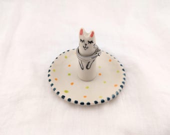 Ceramic Bunny Rabbit Ring Dish, Engagement Valentine Gift, Ring Holder