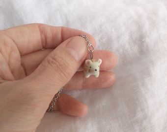 Hedgehog Ceramic Necklace, Handmade Animal Charm Pendant