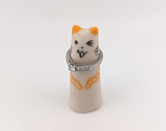 Cat Ring Holder, Ceramic Ring Cone, Engagement Gift (US Tariff Free)