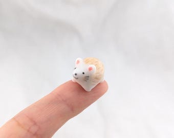 Porcelain Micro Hedgehog Figurine, Miniature Ceramic Animal Charm (US Tariff Free)