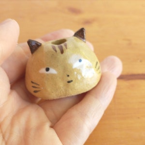 Super petit vase chat chaton en céramique décoration d'intérieur figurine objets de collection miniature totem charme ornement amant cadeau lady tabby image 5