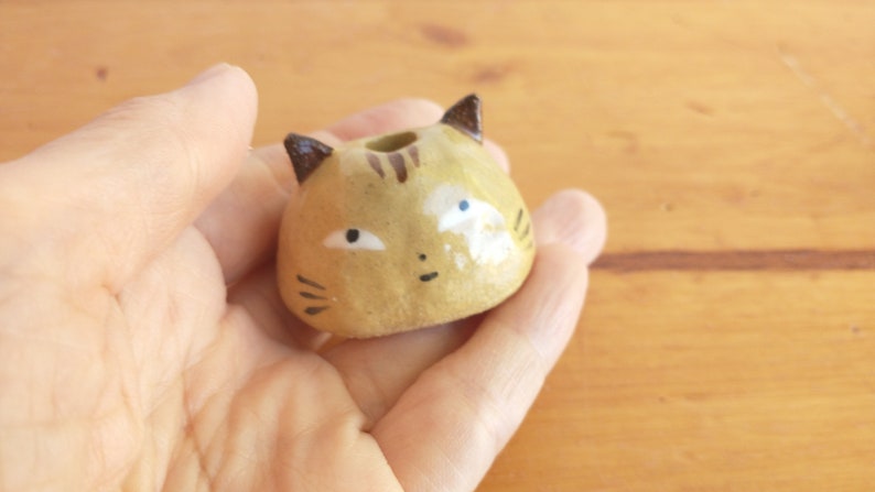 Super petit vase chat chaton en céramique décoration d'intérieur figurine objets de collection miniature totem charme ornement amant cadeau lady tabby image 5