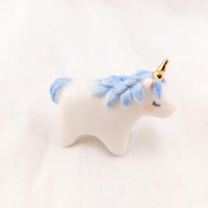 Porcelain Unicorn Figurine, Miniature Ceramic Decor