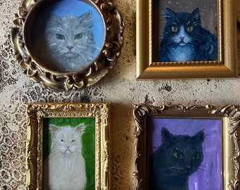 4cats/ original oil paintings, framed