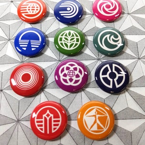 DISNEYANA Lanyard Set of 11 - 1&quot; EPCOT Center Future World Attraction Logo Pinback Buttons *or* Magnets