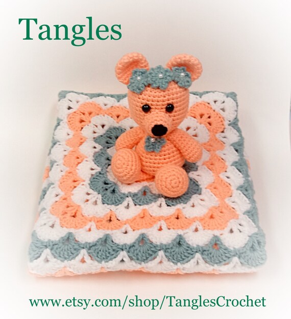 Baby Blanket with Matching Teddy Bear 36x36 Peach Sea Etsy