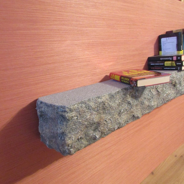 Floating Mantel/Shelf 48" x 6,5" x 6" - imitation of stone, light, solid, super easy installation, hanging hardware included