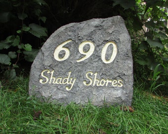 Address Stone-artificial,  with house number and address/name or text, Regular Size  20" x 20" x 10"