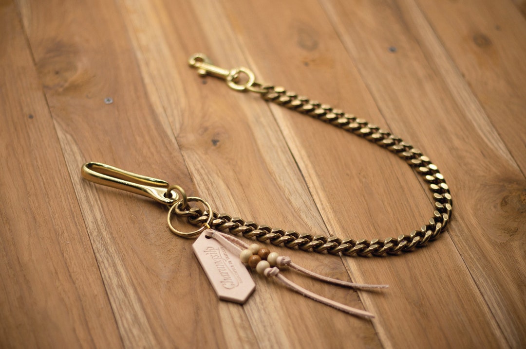 Brass Chain Wallet Chain Wallet Braided Leather Chain Solid Etsy